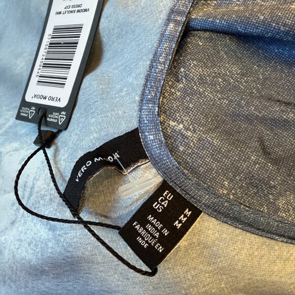 NWT Vero Moda Slip Dress Faux Denim Spaghetti Strap Size Medium Blue Mini - Picture 12 of 12